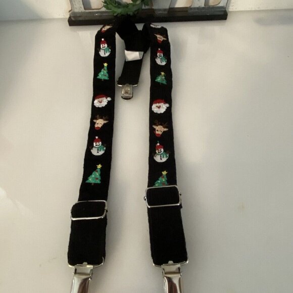Toddlers Kids Black Suspenders Christmas Tree Santa Adjustable Clip On Y Back - Picture 16 of 16